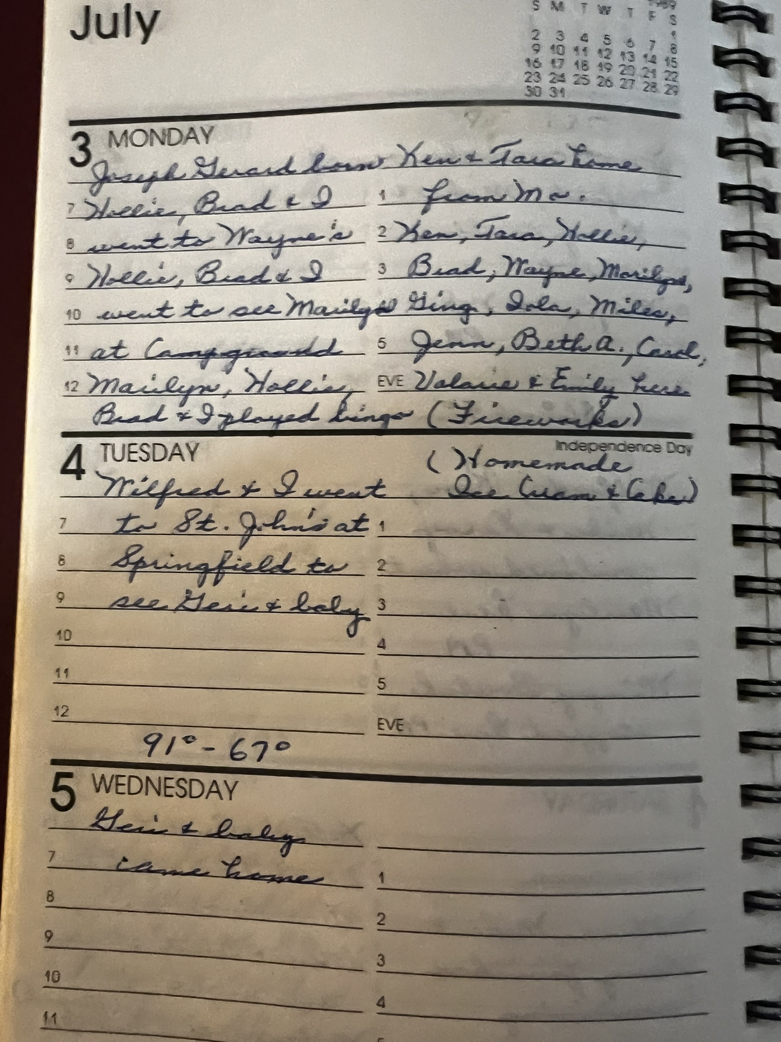 Another page from Elizabeth's daily journal.